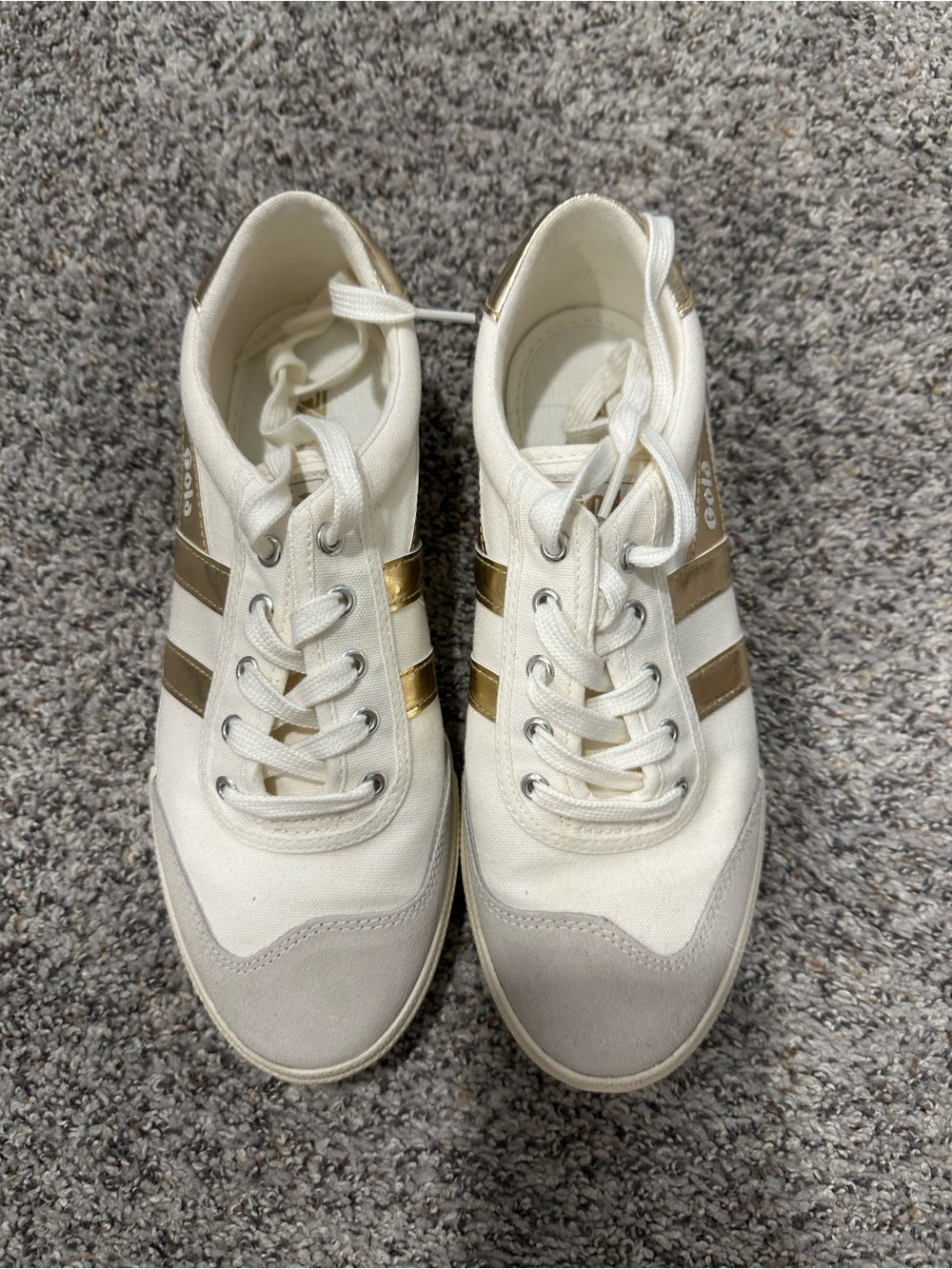 Gola White and Gold Low-Top Sneakers